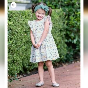 Ruffle Butts Chasing Rainbows Butterfly Sleeve Dress- 6-12M